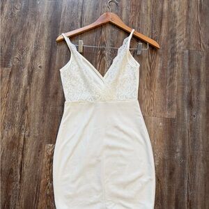 Elegant white Lace back Dress